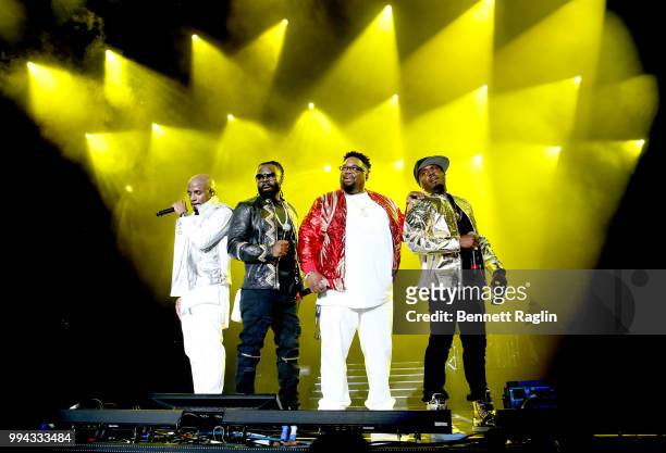 Teddy Riley and Dave Hollister of Blackstreet perform onstage during the 2018 Essence Festival presented by Coca-Cola - Day 3 at Louisiana Superdome...