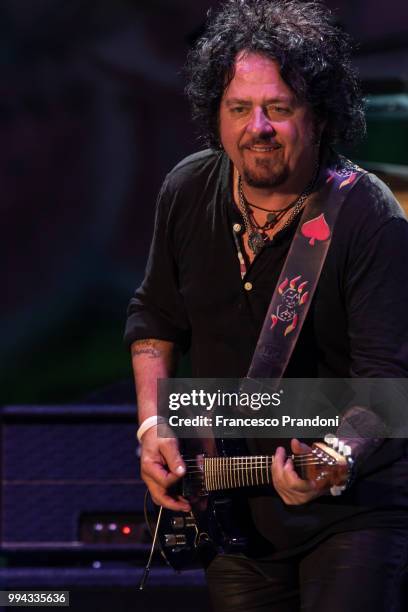 Steve Lukather performs on stage during Lucca Summer Festival at Piazza Napoleone on July 8, 2018 in Lucca, Italy.