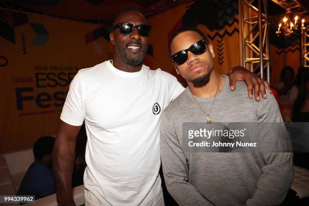Idris Elba and Mack Wilds attend the 2018 Essence Festival - Day 3 on July 8, 2018 in New Orleans, Louisiana.