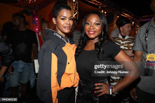 Teyana Taylor and Naturi Naughton attend the 2018 Essence Festival - Day 3 on July 8, 2018 in New Orleans, Louisiana.