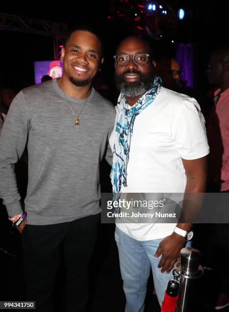 Mack Wilds and Richelieu Dennis attend the 2018 Essence Festival - Day 3 on July 8, 2018 in New Orleans, Louisiana.