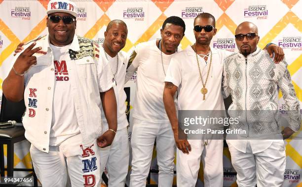Kool Moe Dee, Markell Riley, Keith Sweat, Agil Davidson and Teddy Riley attend the 2018 Essence Festival - Day 3 at Louisiana Superdome on July 8,...