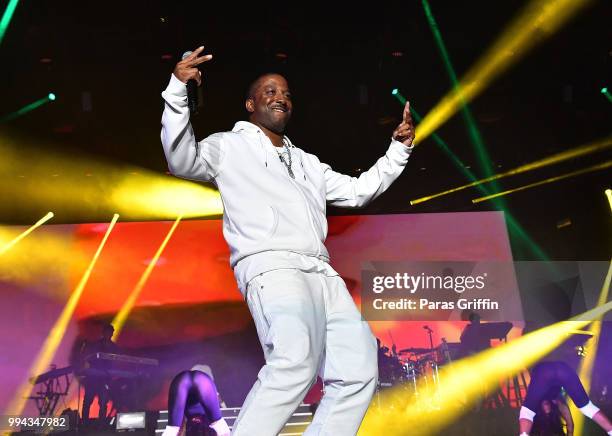 Markell Riley of Wreckx-n-Effect performs onstage during the 2018 Essence Festival - Day 3 at Louisiana Superdome on July 8, 2018 in New Orleans,...