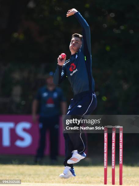Liam O'Brien of England runs into bowl during the Vitality IT20 Physical Disability Tri-Series match between England and Pakistan at Barnards Green...