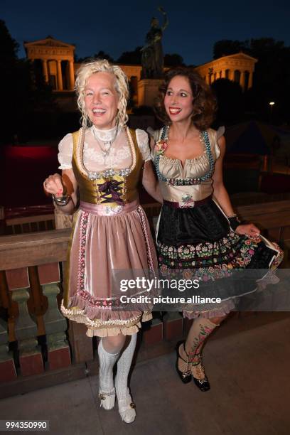 Photographer Ellen von Unwerth and Dirndl designer Lola Paltinger on the first Sunday of this year's Oktoberfest in Munich, Germany, 17 September...