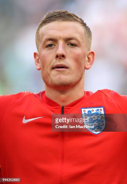 England goalkeeper Jordan Pickford is seen during the 2018 FIFA World Cup Russia Quarter Final match between Sweden and England at Samara Arena on...