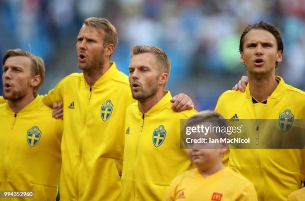 Sebastian Larsson of Sweden is seen during the 2018 FIFA World Cup Russia Quarter Final match between Sweden and England at Samara Arena on July 7,...