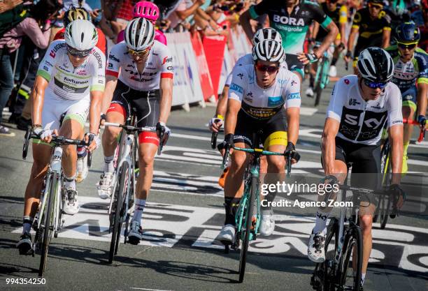 Warren Barguil of team Fortuneo-Samsic, Christopher Froome of team SKY during the stage 02 of the Tour de France 2018 on July 8, 2018 in La...