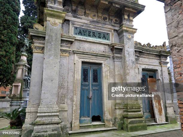The broken door of a crypt at La Recoleta Cemetery in Buenos Aires, Argentina, 28 August 2017. Several notable people are burried at the cemetery in...