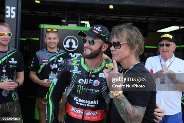 Tom Sykes GBR Kawasaki ZX-10RR Kawasaki Racing Team WorldSBK and Billy Morrison during the Motul FIM Superbike Championship - Italian Round Sunday...