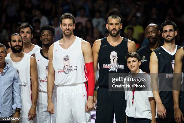 Pau Gasol from Spain of San Antonio Spurs and Marc Gasol from Spain of Memphis Grizzlies during the charity and friendly match Pau Gasol vs Marc...