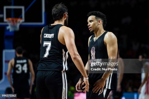 Omri Cassipi from Israel ex Golden States and Dillon Brooks from Canada of Memphis Grizzlies during the charity and friendly match Pau Gasol vs Marc...