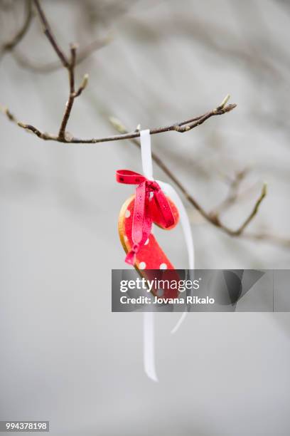 christmas decoration hanging - jovanat stock pictures, royalty-free photos & images