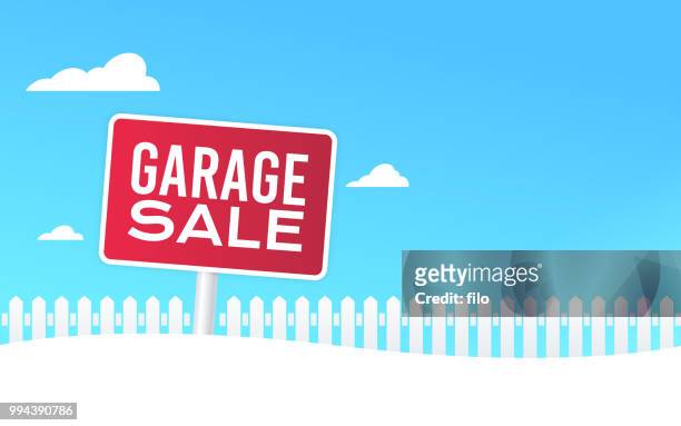 garage sale yard sign - filo stock illustrations