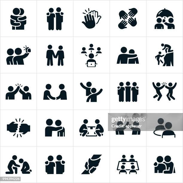 stockillustraties, clipart, cartoons en iconen met de pictogrammen van de vriendschap - hand in hand