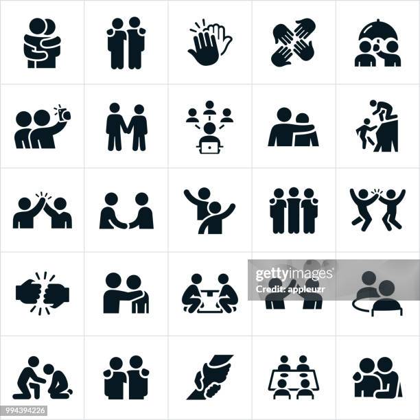 friendship icons - togetherness icon stock illustrations