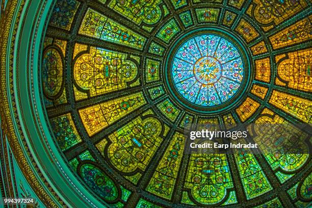 __the healy-millet ceiling, chicago cultural center__ - healy stock pictures, royalty-free photos & images