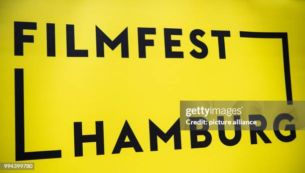 The logo of the Film festival Hamburg can be spotted during a press conference at the Chile House in Hamburg, Germany, 19 September 2017. The...