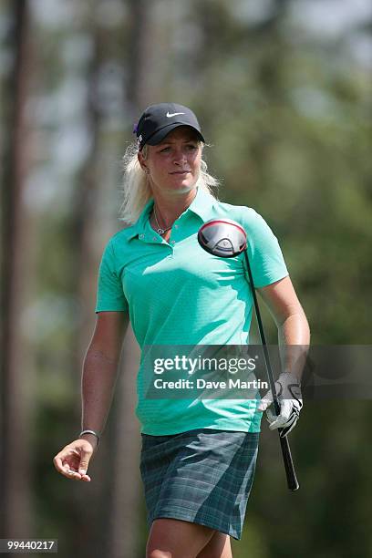 Suzann Pettersen of Norway watches her drive on the ninth hole during second round play in the Bell Micro LPGA Classic at the Magnolia Grove Golf...