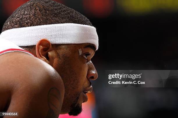 Josh Smith of the Atlanta Hawks against the Orlando Magic during Game Three of the Eastern Conference Semifinals during the 2010 NBA Playoffs at...