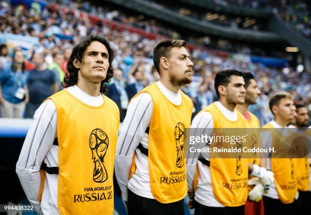 Edinson Cavani of Uruguay is seen during the 2018 FIFA World Cup Russia Quarter Final match between Winner Game 49 and Winner Game 50 at Nizhny...