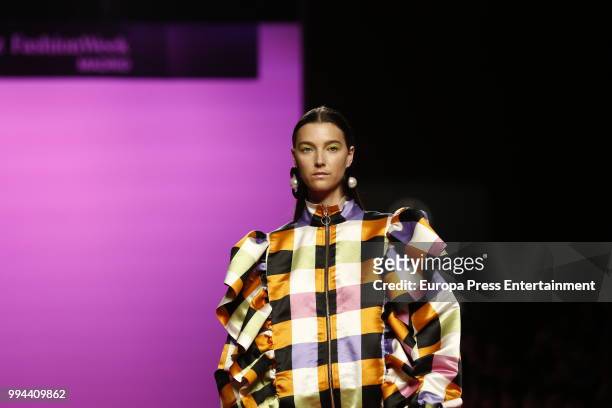 Model walks the runway during Maria Escote show at Mercedes Benz Fashion Week Madrid Spring/ Summer 2019 on July 8, 2018 in Madrid, Spain. On July 8,...