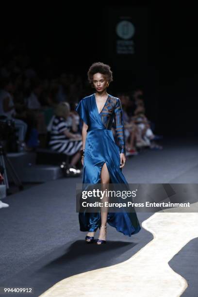 Model walks the runway at Miguel Marinero show at Mercedes Benz Fashion Week Madrid Spring/ Summer 2019 on July 8, 2018 in Madrid, Spain.