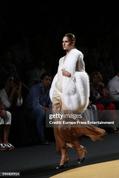 Model walks the runway at Miguel Marinero show at Mercedes Benz Fashion Week Madrid Spring/ Summer 2019 on July 8, 2018 in Madrid, Spain.