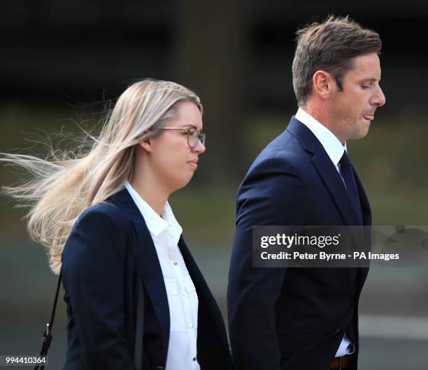 Liam Rosney, 32 and Victoria Rosney arrive at Mold Crown Court, in Mold where they are charged in connection with death of Olympic cyclist Chris...