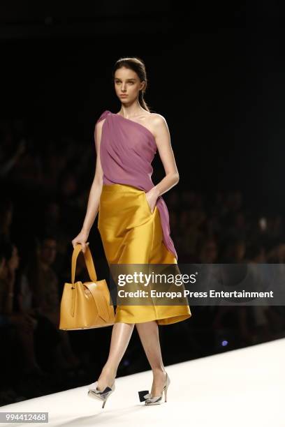 Model walks the runway at Ulises Merida show at Mercedes Benz Fashion Week Madrid Spring/ Summer 2019 on July 8, 2018 in Madrid, Spain.