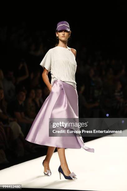 Model walks the runway at Ulises Merida show at Mercedes Benz Fashion Week Madrid Spring/ Summer 2019 on July 8, 2018 in Madrid, Spain.