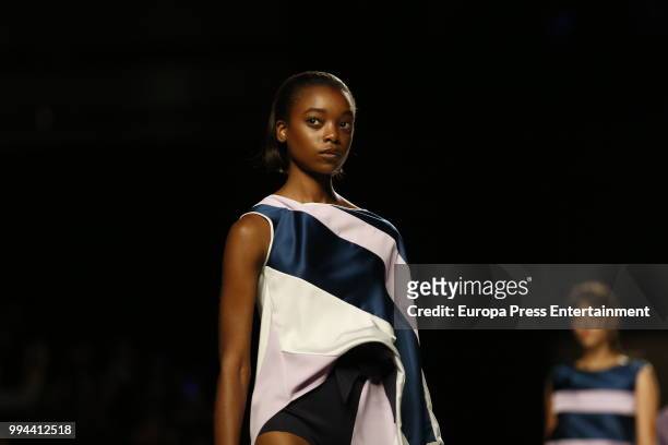 Model walks the runway at Ulises Merida show at Mercedes Benz Fashion Week Madrid Spring/ Summer 2019 on July 8, 2018 in Madrid, Spain.