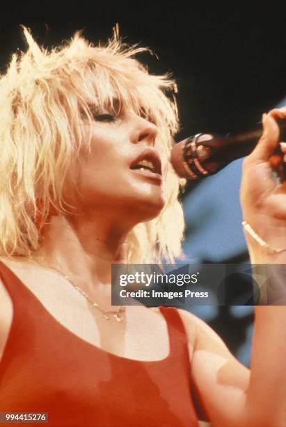 Debbie Harry of Blondie performing circa 1977 in New York.