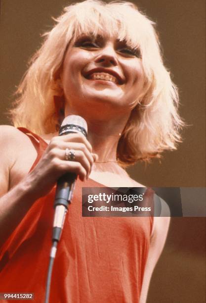 Debbie Harry of Blondie performing circa 1977 in New York.