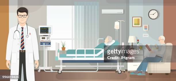 hospital room - medical ventilator stock illustrations