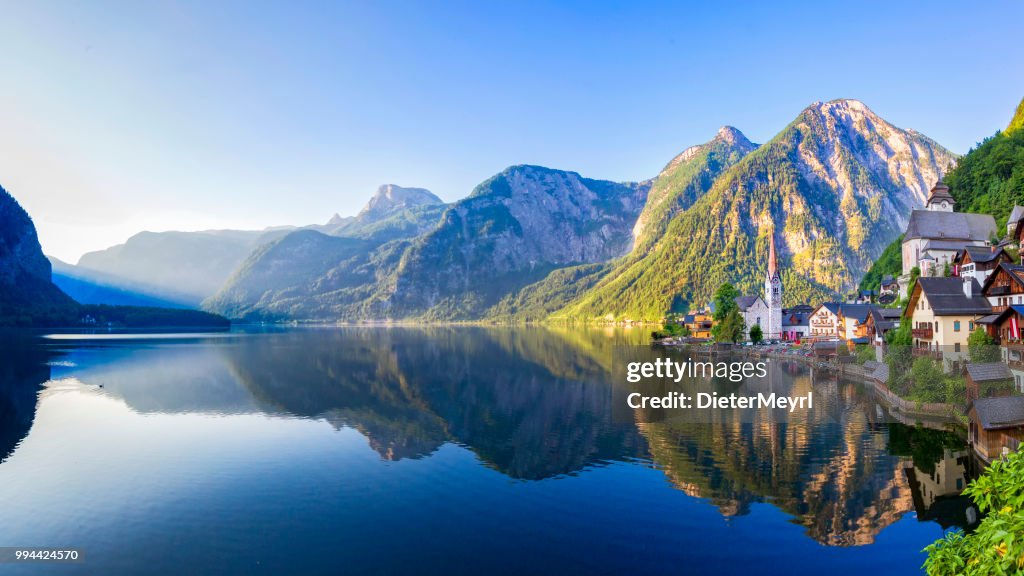 Hallstatt Village and Hallstatter See lake in Austria