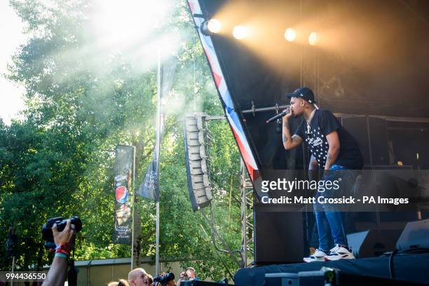 Smokepurpp performing on the third day of the Wireless Festival, in Finsbury Park, north London. PRESS ASSOCIATION Photo. Picture date: Sunday July...