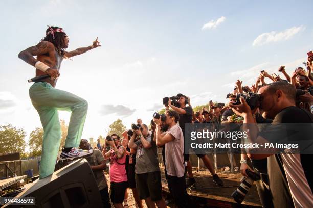 Swae Lee of Rae Sremmurd performing on the third day of the Wireless Festival, in Finsbury Park, north London. PRESS ASSOCIATION Photo. Picture date:...