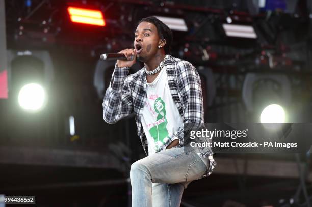 Playboi Carti performing on the third day of the Wireless Festival, in Finsbury Park, north London. PRESS ASSOCIATION Photo. Picture date: Sunday...