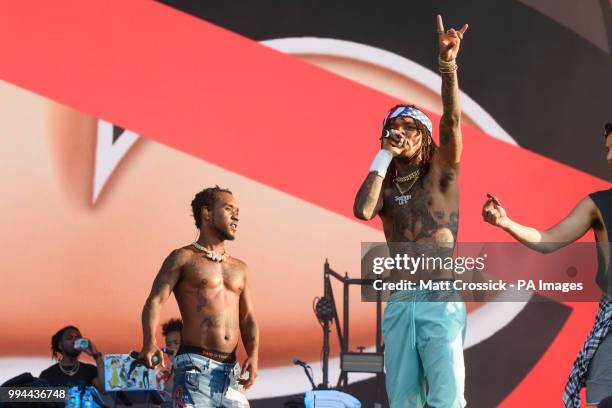 Rae Sremmurd performing on the third day of the Wireless Festival, in Finsbury Park, north London. PRESS ASSOCIATION Photo. Picture date: Sunday July...