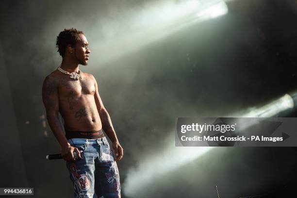 Slim Jxmmi of Rae Sremmurd performing on the third day of the Wireless Festival, in Finsbury Park, north London. PRESS ASSOCIATION Photo. Picture...