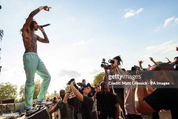 Swae Lee of Rae Sremmurd performing on the third day of the Wireless Festival, in Finsbury Park, north London. PRESS ASSOCIATION Photo. Picture date:...