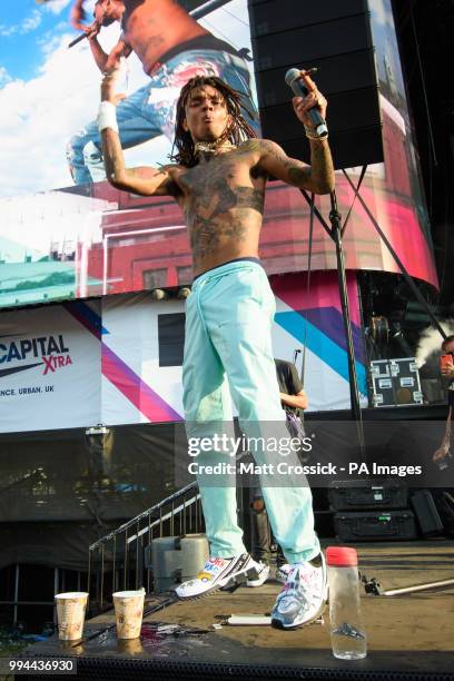 Swae Lee of Rae Sremmurd performing on the third day of the Wireless Festival, in Finsbury Park, north London. PRESS ASSOCIATION Photo. Picture date:...