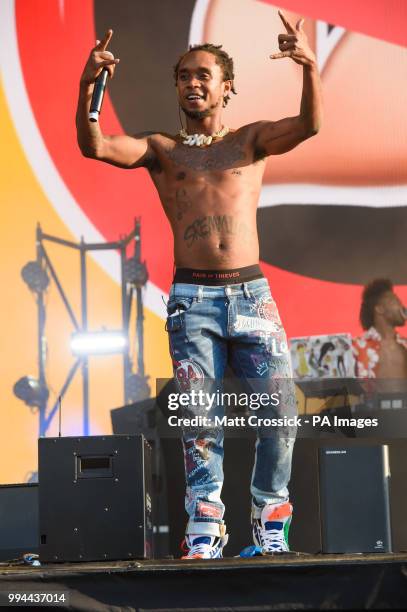 Slim Jxmmi of Rae Sremmurd performing on the third day of the Wireless Festival, in Finsbury Park, north London. PRESS ASSOCIATION Photo. Picture...