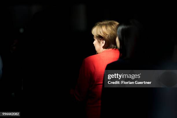 German Chancellor Angela Merkel is pictured during the meeting with Li Keqiang , Prime Minister of China, on July 09, 2018 in Berlin, Germany. They...