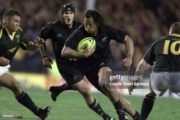 Tana Umaga of the All Blacks in action during the Tri Nations match between New Zealand and South Africa played at Eden Park in Auckland, New...
