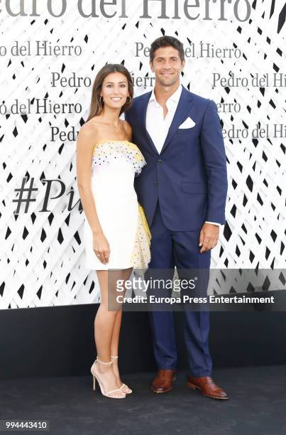 Fernando Verdasco and Ana Boyer attend the Pedro del Hierro show at Mercedes Benz Fashion Week Madrid Spring/ Summer 2019 on July 8, 2018 in Madrid,...
