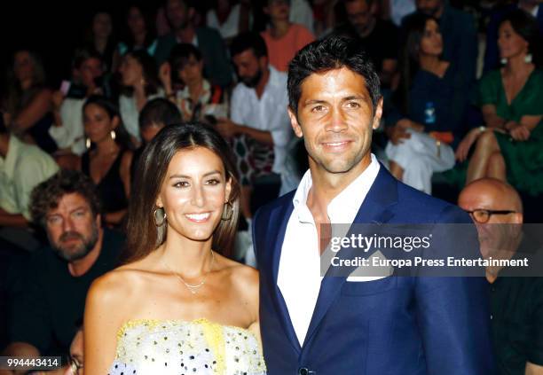 Fernando Verdasco and Ana Boyer attend the Pedro del Hierro show at Mercedes Benz Fashion Week Madrid Spring/ Summer 2019 on July 8, 2018 in Madrid,...