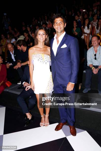 Fernando Verdasco and Ana Boyer attend the Pedro del Hierro show at Mercedes Benz Fashion Week Madrid Spring/ Summer 2019 on July 8, 2018 in Madrid,...