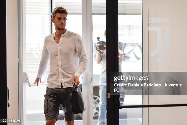 Daniele Rugani attends a Juventus training session at Juventus Training Center on July 9, 2018 in Turin, Italy.